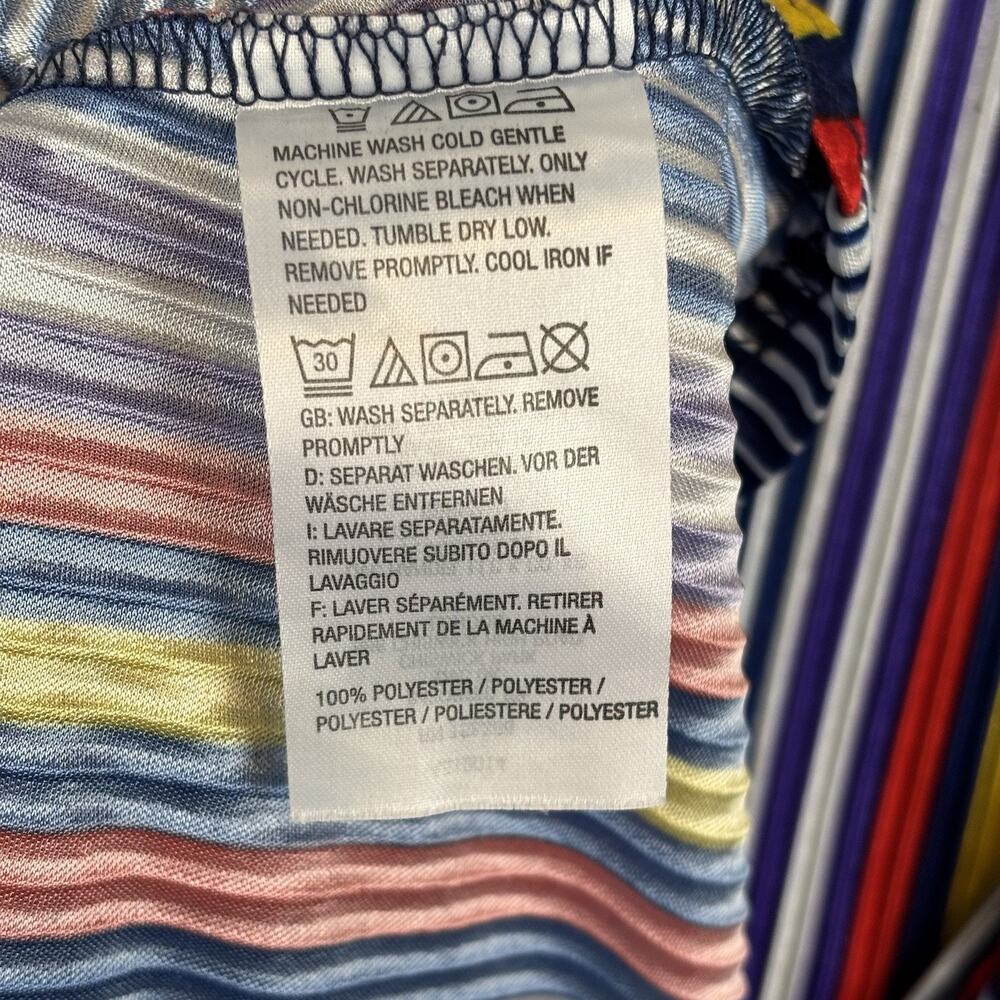 Attitudes by Renee Pleated Midi Dress Large Beachy Nautical Flowy Stretch Resort - Picture 5 of 10